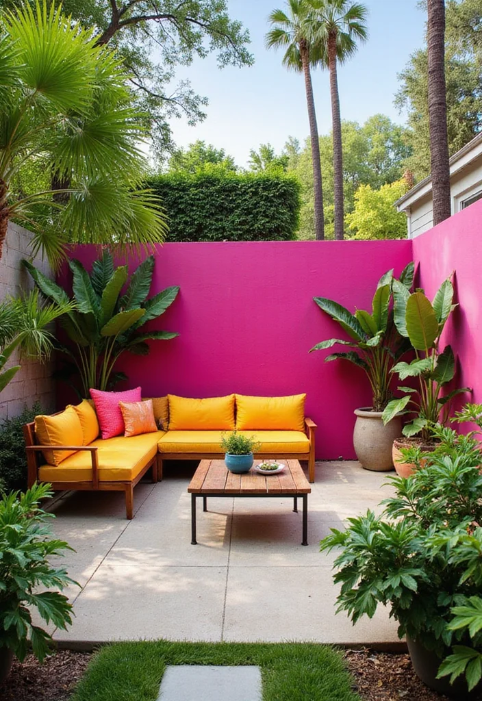 12 Palm Springs Backyard Ideas for Chic Desert Style - 1. Bold Color Palettes