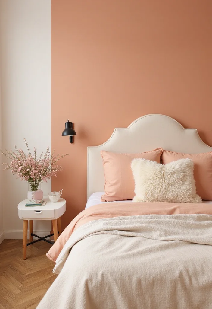 12 Pastel Bedroom Ideas for Fresh Airy Comfort 111 12 Pastel Bedroom Ideas for Fresh Airy Comfort - 11. Sweet Peach and Cream