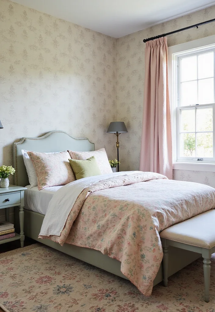 12 Pastel Bedroom Ideas for Fresh Airy Comfort 122 12 Pastel Bedroom Ideas for Fresh Airy Comfort - 12. Elegant Pastel Patterns