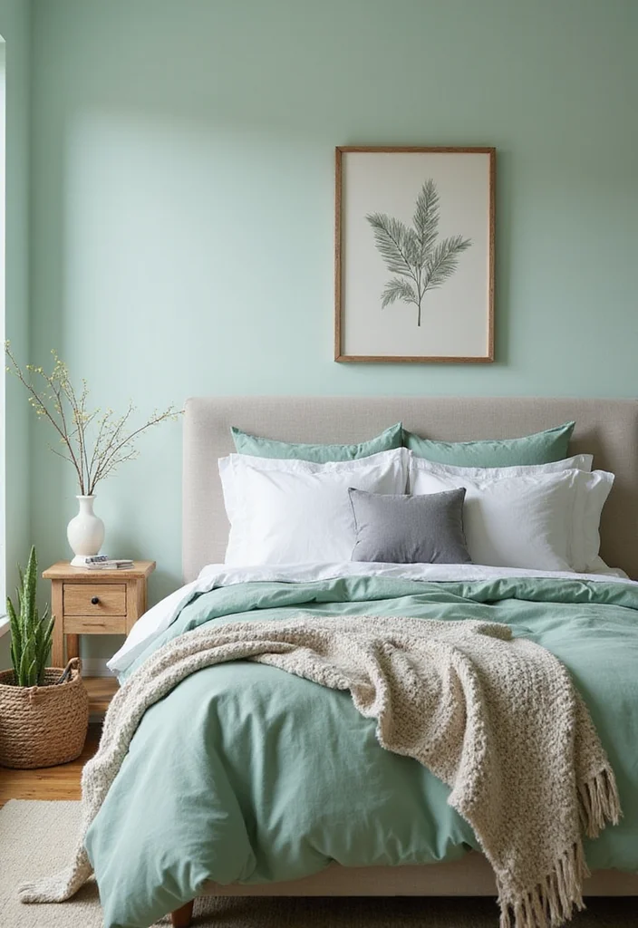 12 Pastel Bedroom Ideas for Fresh Airy Comfort 23 12 Pastel Bedroom Ideas for Fresh Airy Comfort - 3. Mint Green Dreams