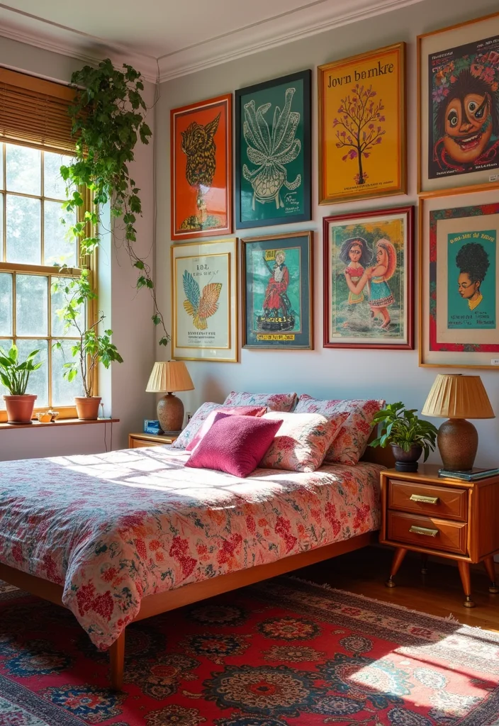12 Retro Bedroom Ideas for Playful Vintage Style 45 12 Retro Bedroom Ideas for Playful Vintage Style - 5. Wall Art with Character