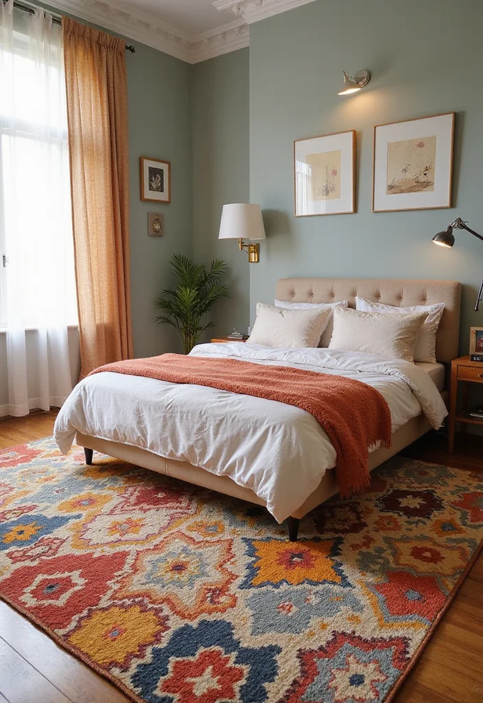 12 Retro Bedroom Ideas for Playful Vintage Style 89 12 Retro Bedroom Ideas for Playful Vintage Style - 9. Retro Rugs