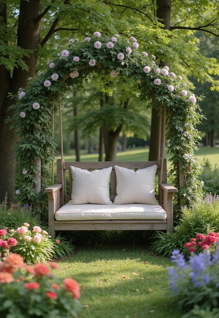 12 Small Backyard Seating Ideas for Cozy Functional Areas 89 12 Small Backyard Seating Ideas for Cozy Functional Areas - 9. Garden Swing