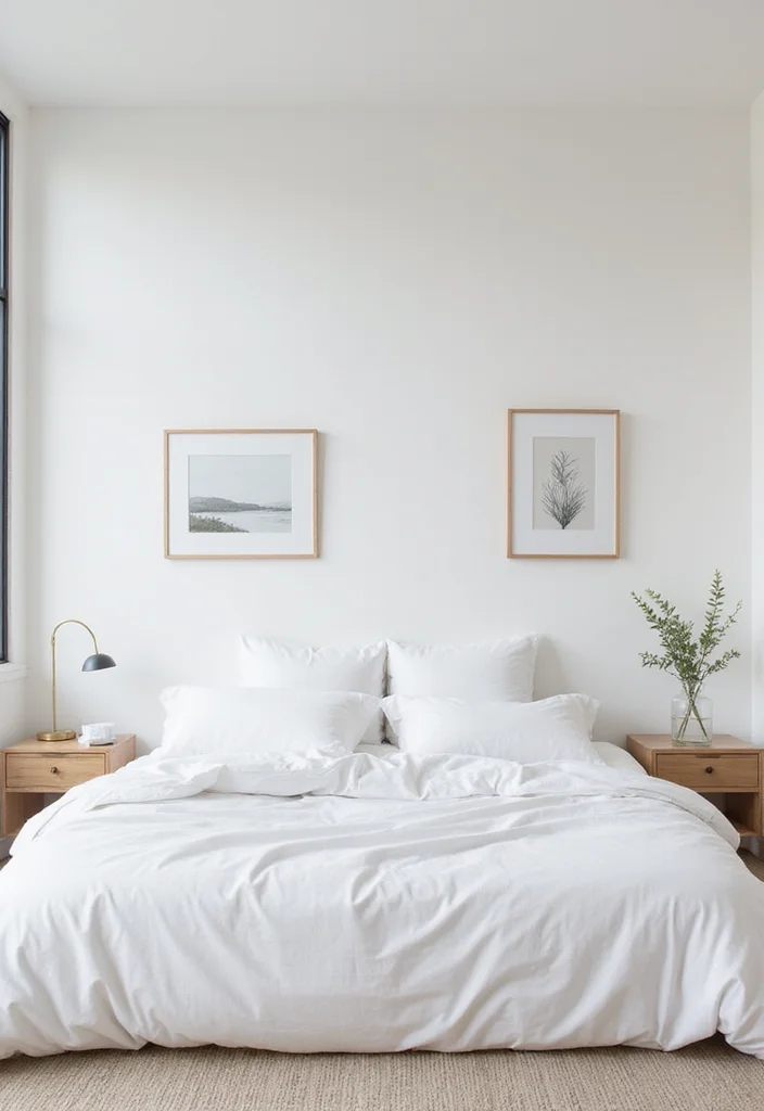 12 White Comforter Bedroom Ideas for Clean Cozy Simplicity 100 12 White Comforter Bedroom Ideas for Clean Cozy Simplicity - 10. Minimalist Artwork