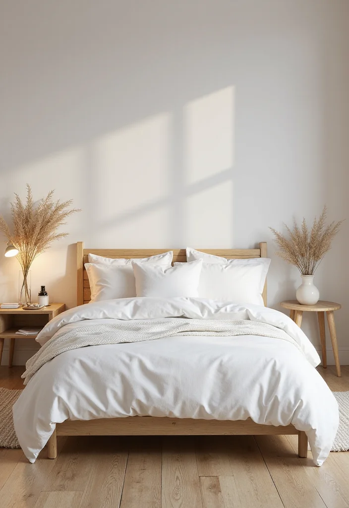 12 White Comforter Bedroom Ideas for Clean Cozy Simplicity 12 12 White Comforter Bedroom Ideas for Clean Cozy Simplicity - 2. White and Wood for a Natural Look