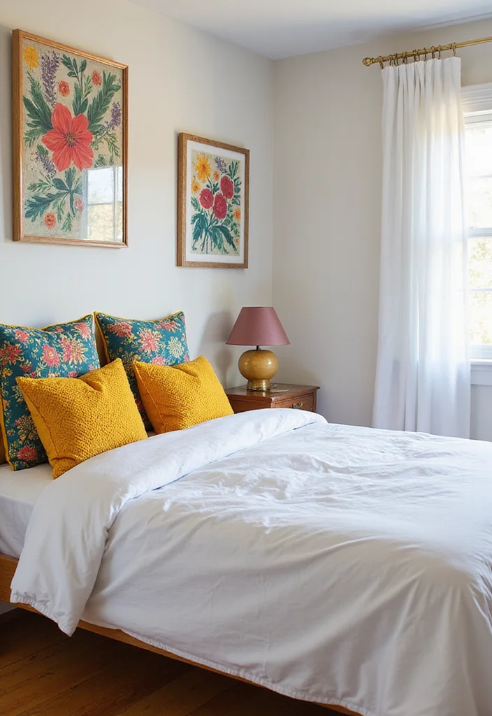 12 White Comforter Bedroom Ideas for Clean Cozy Simplicity 34 12 White Comforter Bedroom Ideas for Clean Cozy Simplicity - 4. Bright Pops of Color