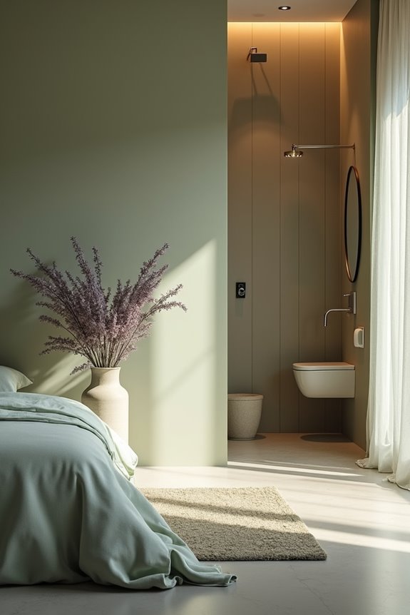 Should Your Bedroom and Bathroom Decor Match? 4 analogous hues create cohesive transitions