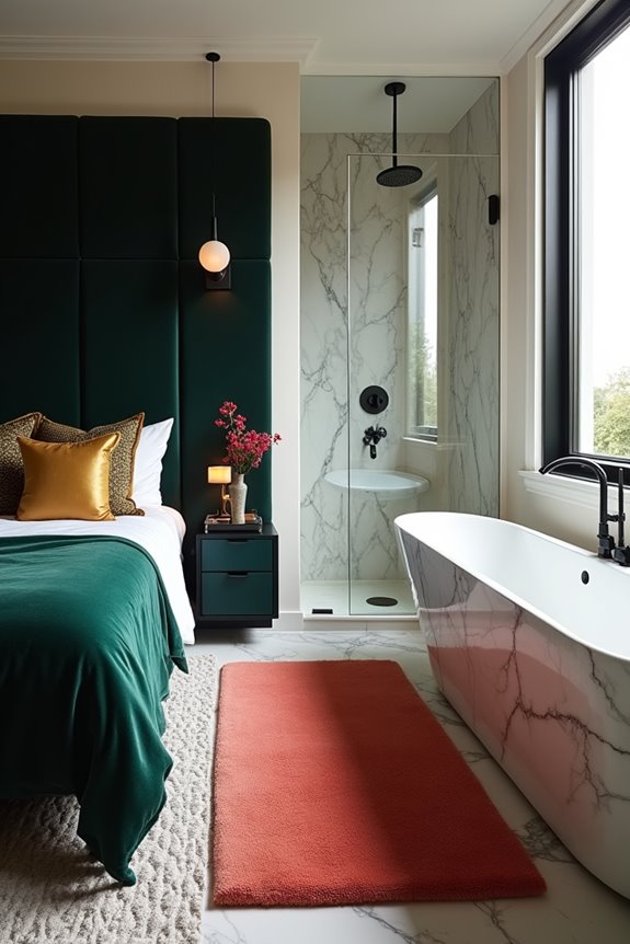 Should Your Bedroom and Bathroom Decor Match? 11 bold mismatches strengthen cohesive suites