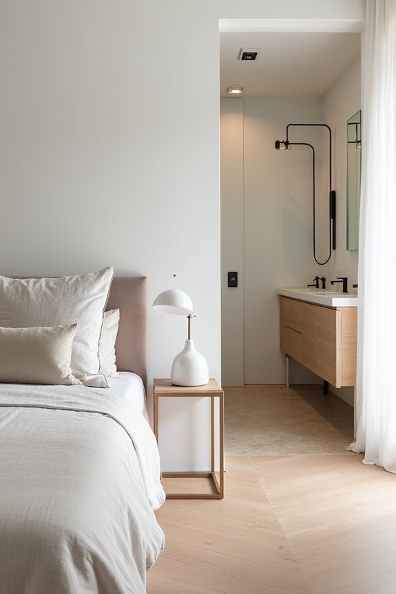 Should Your Bedroom and Bathroom Decor Match? 10 budget friendly cohesion shared color coordinated finishes
