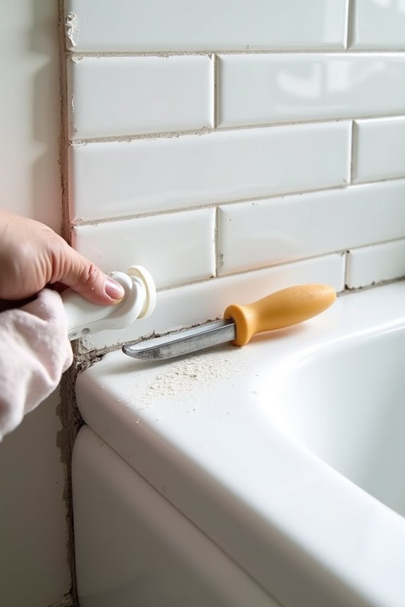 caulk removal and prep thoroughly
