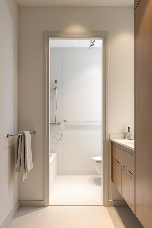 compact door alternatives for tight bathrooms