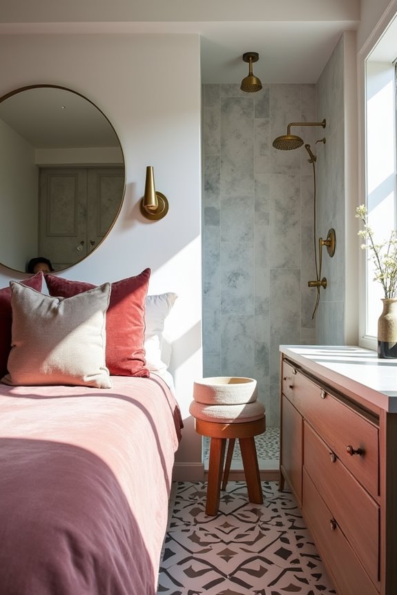 Should Your Bedroom and Bathroom Decor Match? 7 coordinated lighting scale hardware