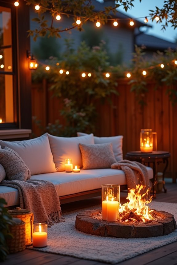 cozy cushions candles glow