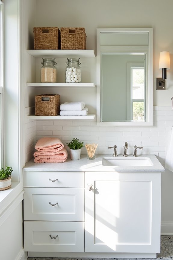 decluttered vanity transparent organizers