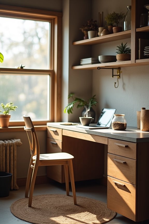 desk near coffee bar boosts productivity