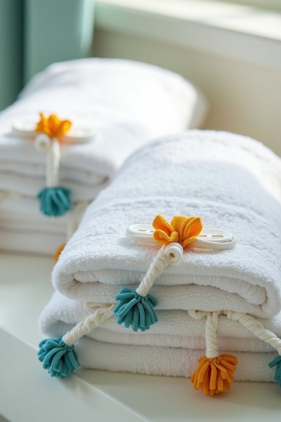 fabric rosettes button tassels towels