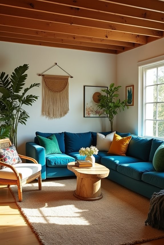 layered boho with bold color balance