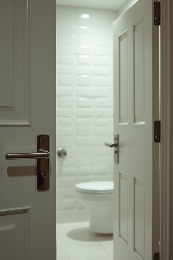 narrow bathroom doors space constraints