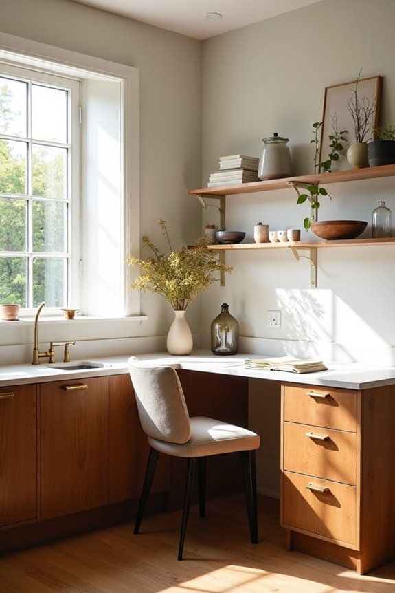 warm wood kitchen desk harmony